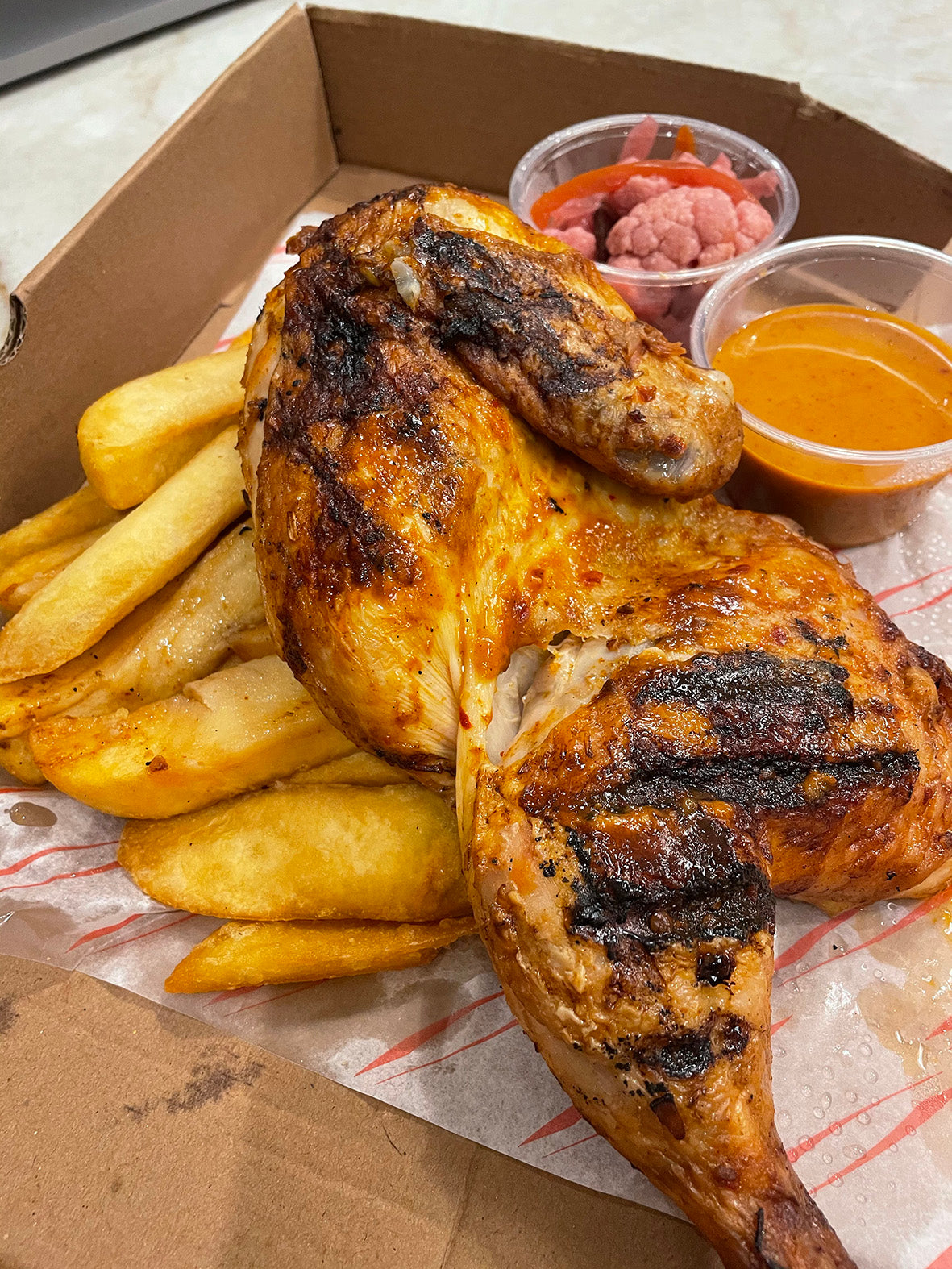 half chicken and chips